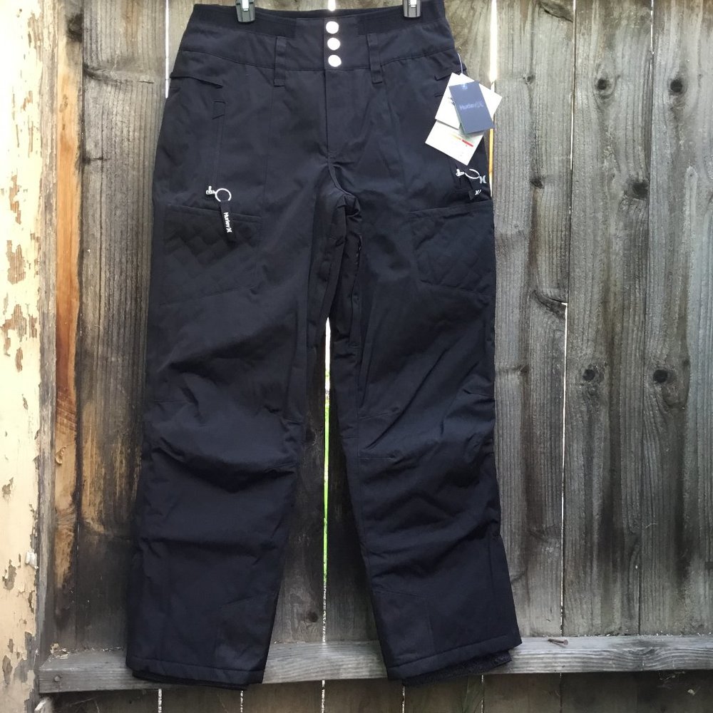 Hurley Mens Peak Snow Pants Snowboard Ski Black Water Wind Resistant Skiing